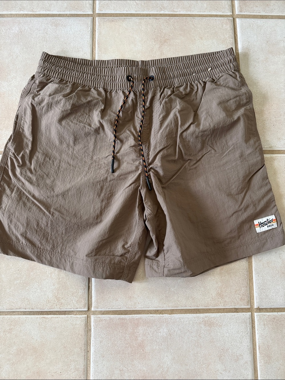 Howler Brothers Khaki Brown Swim Trunks with Drawstring